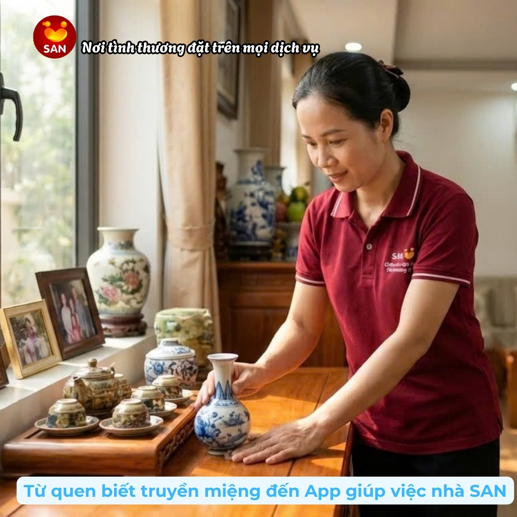tìm thuê giúp việc nhà qua app SAN